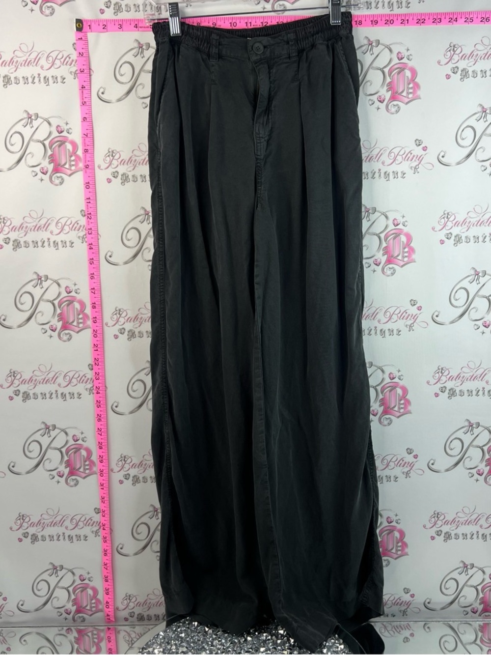 aerie Wide Leg Pull-On Pants Black Flowy bohemian Bottoms